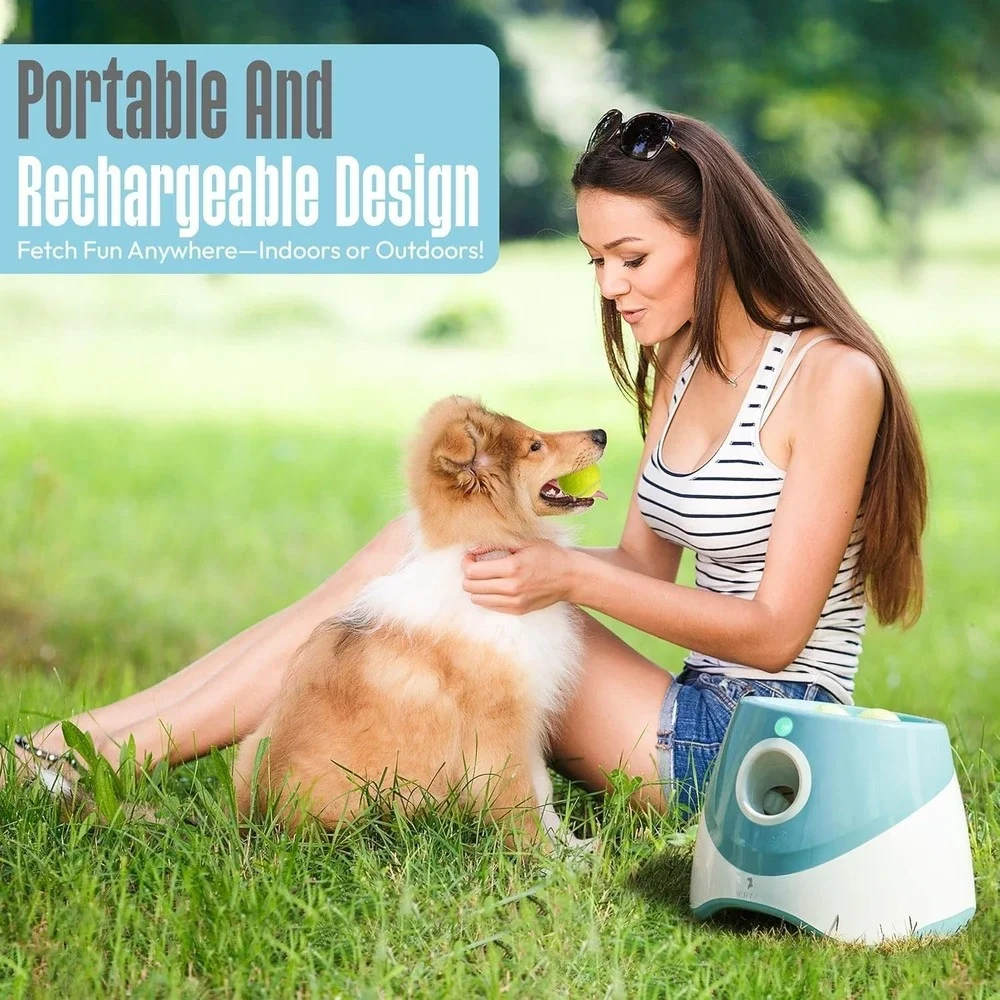 WRTZ‎ Automatic Dog Ball Launcher Small Dogs 3 Range Modes Rechargeable + Balls